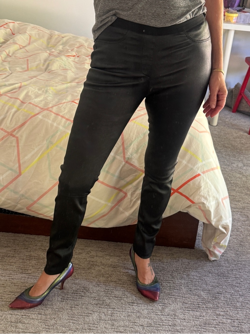 Helmut Lang Black Skinny Lamb Leather Stretch Legging Pants 8